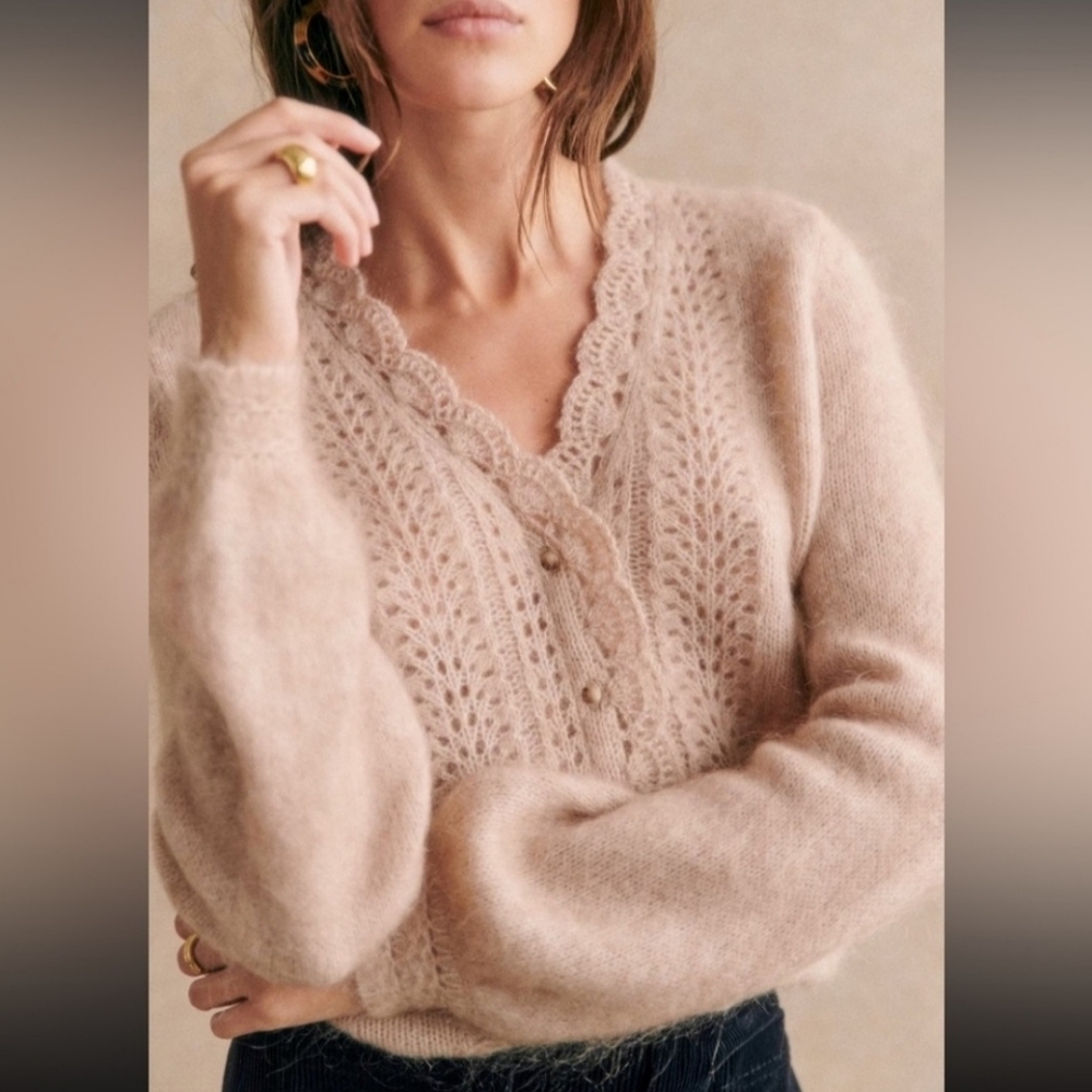 Sezane Angelie Beige Sweater EUC